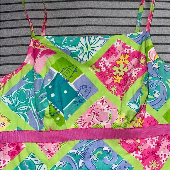 Lilly Pulitzer Colorful Patchwork Sundress - Pink, Green, Aqua - Picture 4 of 4